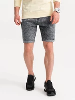 Ombre Men's denim marbled shorts - gray