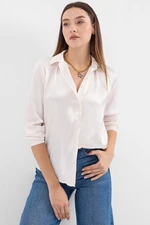 Bigdart 3964 Lightly Flowy Satin Shirt - Cream