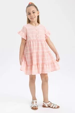 DEFACTO Baby Girls Gingham Short Sleeved Ruffle Dress