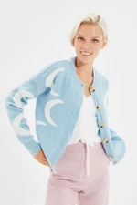 Trendyol Blue Jacquard Knitwear Cardigan