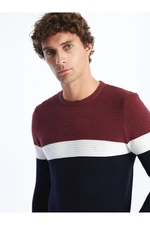 LC Waikiki Crew Neck Long Sleeve Color Block Men's Knitwear Sweater