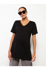 LC Waikiki V-Neck Plain Short Sleeve Cotton Maternity T-Shirt