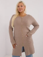 Dark beige women's sweater in larger size with viscose