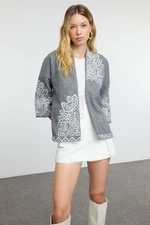 Trendyol Grey Woven Embroidered Jacket