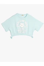 Koton Crop T-Shirt Short Sleeve Crew Neck Motto Printed Cotton