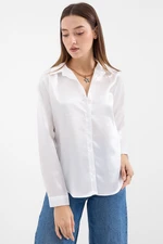 Bigdart 3964 Lightly Flowy Satin Shirt - White