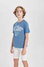 DEFACTO Boy's Crew Neck Printed Short Sleeve T-Shirt