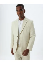 Koton Linen Jacket Blazer Slim Fit Buttoned Pocket Detailed