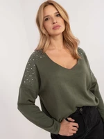 Khaki women's oversize sweater