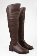 Shoeberry Women's Toon Brown Leather Boots