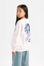 DEFACTO Girl Oversize Wide Pattern Crew Neck Back Printed Soft Furry Sweatshirt