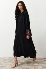 Trendyol Black Lace/Embroidery Detailed Woven Cap & Abaya & Abaya