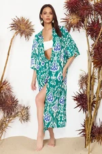 Trendyol Ethnic Patterned Wide Fit Midi Woven Beach Dress