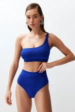 Trendyol Saxe Blue One-Shoulder High Waist Regular Bikini Set