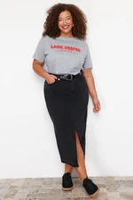 Trendyol Curve Black Denim Plus Size Skirt