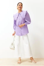 Trendyol Lilac Baby Collar Cotton Woven Shirt