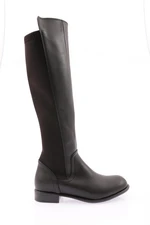 DGN 501 Women's Back Stretch Zip Up Knee High Flats Boots.