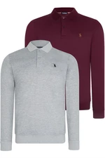 DOUBLE SET V4007 DEWBERRY MEN'S SWEATSHIRT-GREY-PURPLE