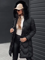 Women&#039;s winter jacket MYANNA long quilted with hood black Dstreet