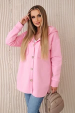 Women's Insulated Sweatshirt with Decorative Buttons - Light Pink