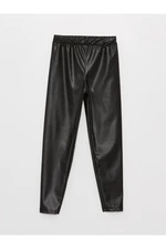 LC Waikiki Girls' Leather-Look Pants with Elastic Waist.