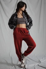 Madmext Women's Claret Red Elastic Waist Oversize Sweatpants