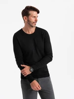 Ombre Classic men's sweater with round neckline - black