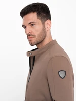 Ombre Men's BIKER jacket in structured fabric - light brown