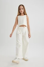 DEFACTO Girl 2-Piece Set Crew Neck Sleeveless Basic Plain Blouse Pants