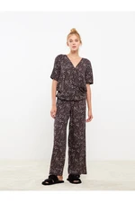 LC Waikiki V-Neck Patterned Short Sleeve Viscose Women's Pajama Set