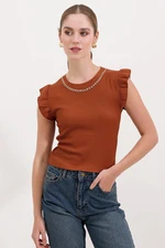 Bigdart 0430 Knitted Blouse - Tan