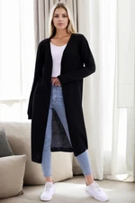 95822 Dewberry Long Knitwear Women Cardigan-BLACK