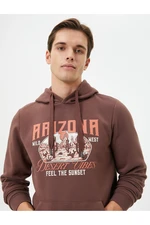 Koton College Hoodie Printed Kangaroo Pocket Detail