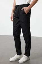 Trendyol Black Slim Fit Elastic Fabric Woven Trousers with Waist Tie Detail