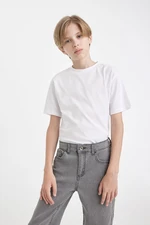 DEFACTO Boy Regular Fit Crew Neck Short Sleeve Basic White T-Shirt