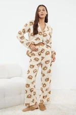 Trendyol Ecru Animal Wellsoft Winter Knitted Pajama Set