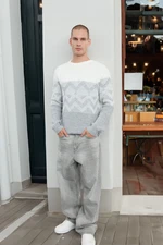 Trendyol Gray Regular Crew Neck Ethnic Knitwear Sweater