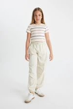 DEFACTO Girl's Elastic Waist and Leg Pocket Parachute Jogger Pants