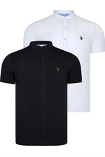 DOUBLE SET T8597 DEWBERRY MEN'S SHIRT-BLACK-WHITE