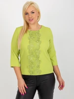 Limetková elegantní halenka plus size s krajkou