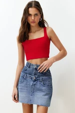 Trendyol Red Plain Slim Square Neck Super Crop Knitted Undershirt