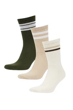 DEFACTO Men's Comfortable Elastic 3-Pack Cotton Long Socks