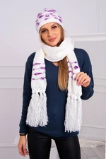 Women's set with scarf Anika K304 ecru + purple