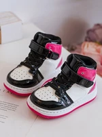 Detské ružové a biele patentované športové topánky Milara