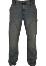 Men's Double Knee Jeans - Navy Blue/Washed