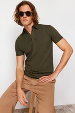 Trendyol Khaki Regular/Normal Cut Textured Polo Neck T-shirt