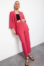 Trendyol Fuchsia Woven Kimono-Pants Set