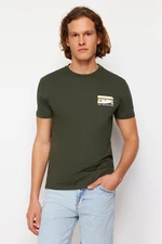 Trendyol Khaki Regular/Normal Cut Printed 100% Cotton Short Sleeve T-Shirt