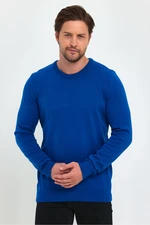 Lafaba Men's Blue Crew Neck Basic Knitwear Sweater