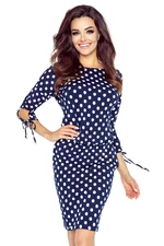 Sports dress with tied sleeves Bergamo - dark blue with polka dots